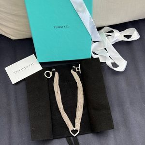 16” mull chain heart mesh toggle necklace Tiffany & Co. 925 sterling silver